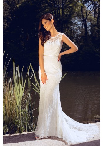 Ivory Lace Sleeveless Dynasty Bridal Dress 1013039