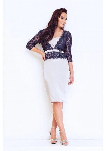 Silver and Navy Cocktail Dress Dynasty 1073015