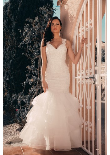 Egle Ivory Premium Ballgown with Scarf 2013401 Front