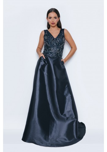 Cam Navy Premium Ballgown with Scarf 2013407 Front