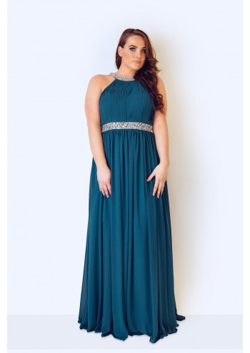Midnight Teal Halter Style Dynasty Plus Size Dress 31013203